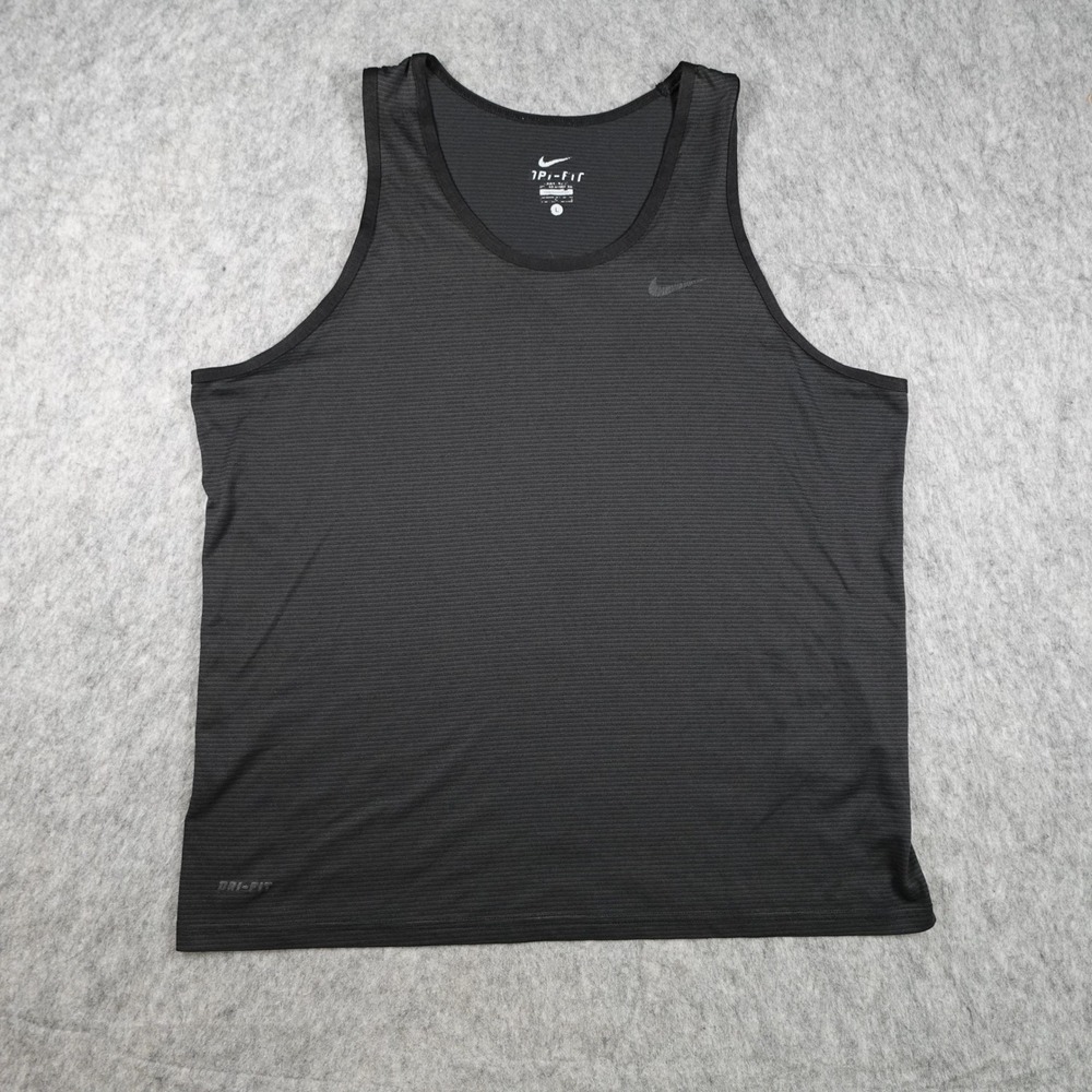 Nike Shirt Mens Large Black Dri Fit Sleeveless Athletic Training Tank Top Muscle